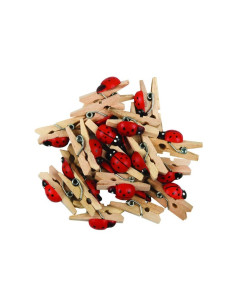 Accesorii creatie - lemn - carlig natur cu buburuze, 2.5cm, set 20 buc, Colorarte