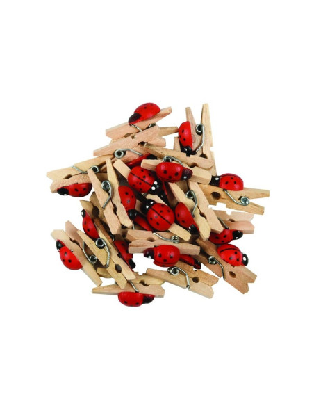 Accesorii creatie - lemn - carlig natur cu buburuze, 2.5cm, set 20 buc, Colorarte