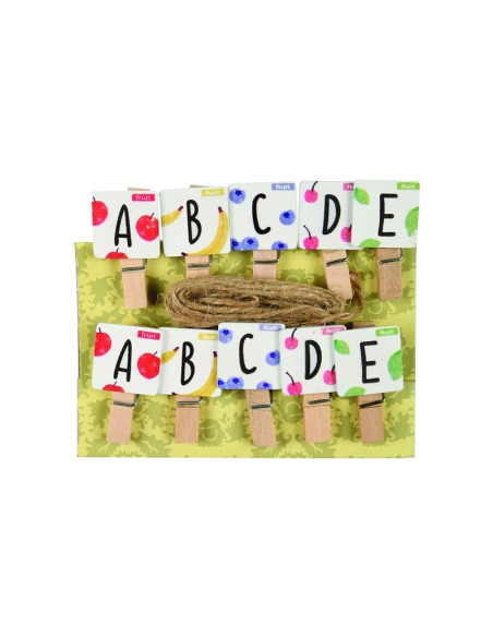 Accesorii creatie - lemn - carlig natur cu litere, 3.5cm, set 10 buc, Colorarte
