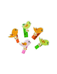 Accesorii creatie - lemn - carlig pasari, colorat, 3.5cm, set 6 buc, Colorarte
