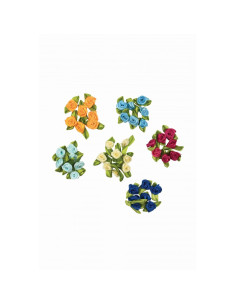 Accesorii creatie - trandafiri textile cusute, diverse culori, uni, set 18-25 buc, Colorarte