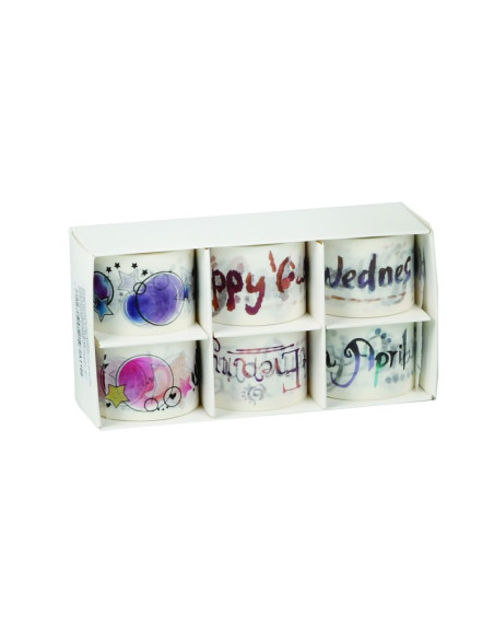 Banda adeziva, 30mm x 5m, diverse modele, hartie, set 6 buc, Colorarte