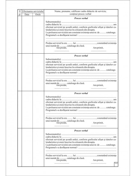 SS03 Registru de evidenta a serviciului pe scoala – cadre didactice - coperta imitatie piele 