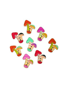 Accesorii creatie - lemn - ciuperci povesti, set 10-12 buc, Colorarte
