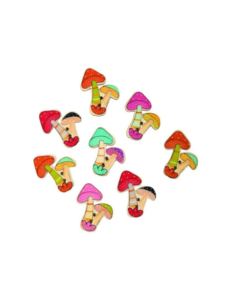 Accesorii creatie - lemn - ciuperci povesti, set 10-12 buc, Colorarte