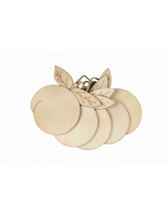 Accesorii creatie - lemn pirogravura + sfoara - mar, 7x7cm, set 5 buc, Colorarte