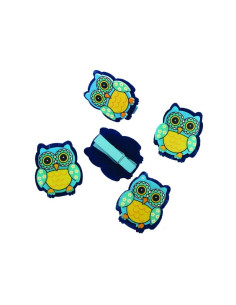 Accesorii creatie - lemn - carlig color bufnite + sfoara, 3.5cm, set 6 buc, Colorarte