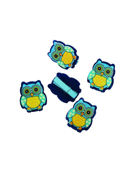Accesorii creatie - lemn - carlig color bufnite + sfoara, 3.5cm, set 6 buc, Colorarte