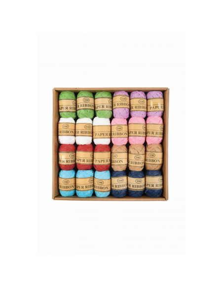 Accesorii creatie - ghem sfoara hartie, diverse culori, 10m, 8 culori, set 24 buc, Colorarte, BC-JT004