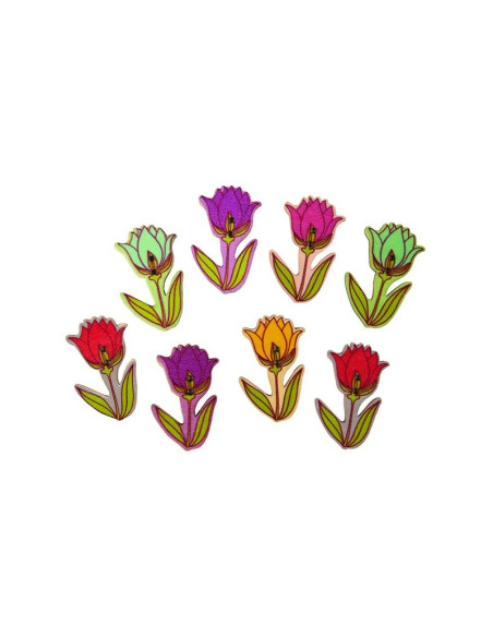 Accesorii creatie - lemn - lalele povesti, set 8-10 buc, Colorarte