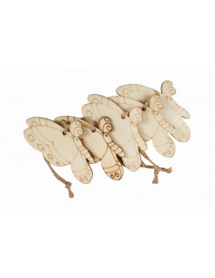 Accesorii creatie - lemn pirogravura cu sfoara - fluture, 7x7cm, set 5 buc, Colorarte