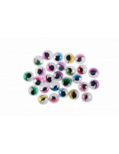 Accesorii creatie - ochisori mari plastic, diverse culori, 10mm, cu gene, set 60 buc, Colorarte
