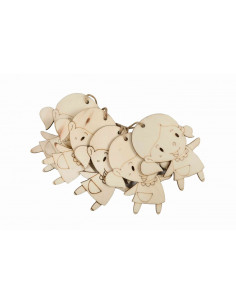 Accesorii creatie - lemn pirogravura cu sfoara - fetita, 7x7cm, set 5 buc, Colorarte