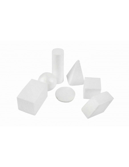 Accesorii creatie - polistiren - forme geometrice, alb, set 7 buc, Colorarte