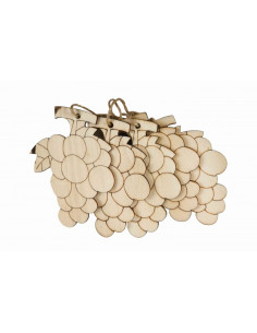 Accesorii creatie - lemn pirogravura + sfoara - strugure, 7x7cm, set 5 buc, Colorarte