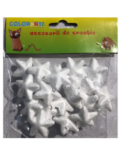 Accesorii creatie - polistiren - steluta, alb, 3cm, set 16 buc, Colorarte