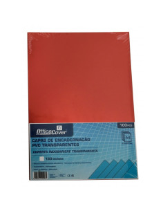 Coperta indosariere A4 Office Cover, PVC rosu, transparent, 0.15mm, top cu 100 coli 2