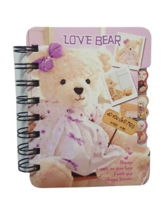 Jurnal A6 CNX Love Bear XQ-014, 108 pagini, coperta carton, cu spira