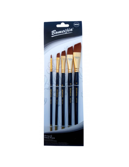 Pensula Cnx Bomeijia A5015X, varf nylon lat oblic, nr. 2,6,8,10,12, set 5 buc