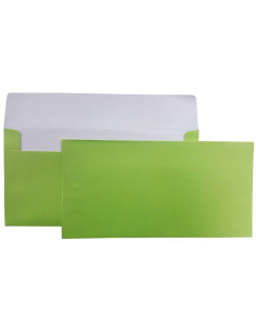 Plic color DL CNX, verde fistic metalizat, 120g/mp, 110x220mm, autoadeziv, set 10 buc