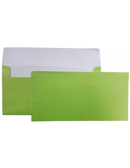Plic color DL CNX, verde fistic metalizat, 120g/mp, 110x220mm, autoadeziv, set 10 buc