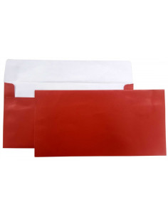 Plic color DL CNX, rosu metalizat, 120g/mp, 110x220mm, autoadeziv, set 10 buc