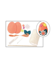 Set accesorii creatie ou fetru, 14cm, ac plastic, ata, lipici, vata sintetica, instructiuni