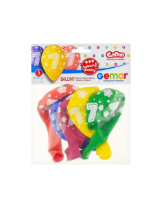 Baloane aniversare GoDan Party cifra 7, diverse culori, 444323, set 5 buc 2